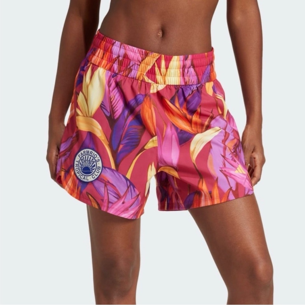 Farm Rio x Adidas Training Shorts Women's Size Medium Floral Graphic Print NWT